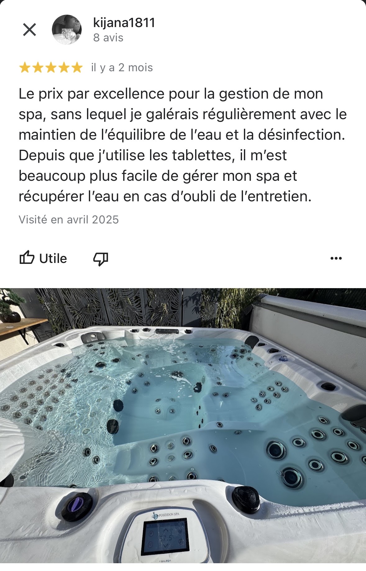 Témoignage d’un utilisateur de Clean Water Tab pour l’entretien de son spa